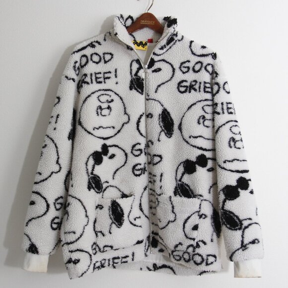 Lazy Oaf x Peanuts Snoopy Good Grief Full Zip Teddy Fleece Jacket